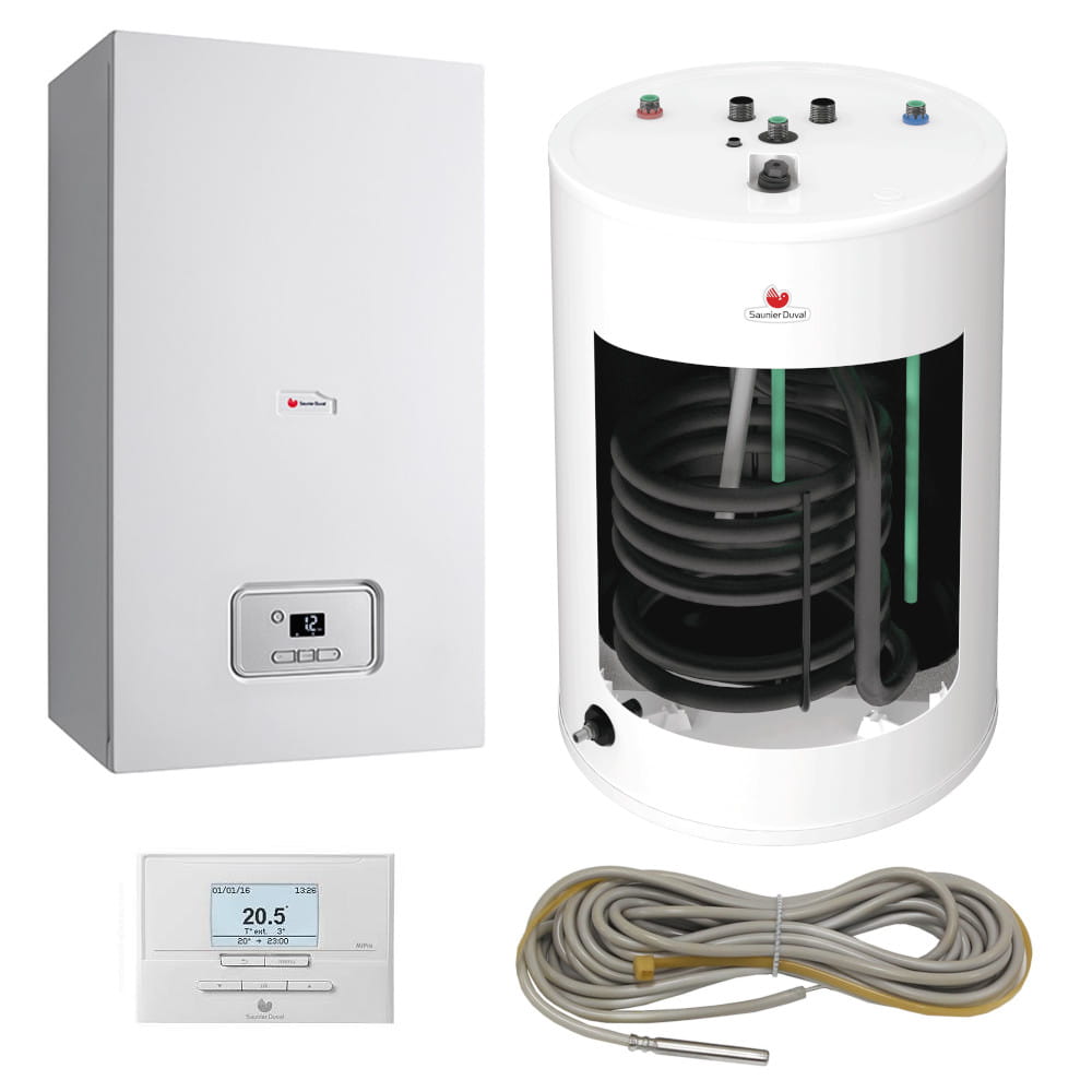 0010023594 SAUNIER DUVAL PAKIET KOCIOŁ JEDNOFUNKCYJNY THELIA CONDENS AS 30-A 30 KW + ZASOBNIK C.W.U. 150L FE 150/6 BM + CZUJNIK NTC + REGULATOR PRZEWODOWY MIPRO 0010023594