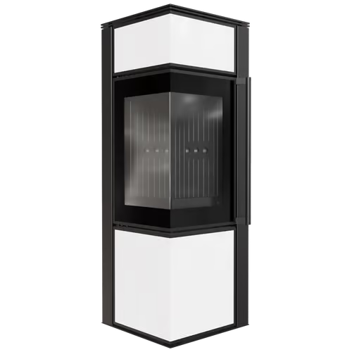 123 KRATKI PRO PIEC STALOWY KOZA TORA/S 8 KW FI 150 BIAŁY PANEL SZKLANY CZARNE WYŁOŻENIE