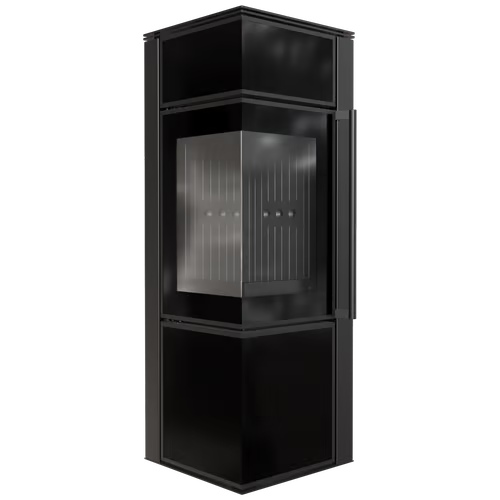 1E23 KRATKI PRO PIEC STALOWY KOZA TORA/S 8 KW FI 150 CZARNY PANEL SZKLANY CZARNE WYŁOŻENIE