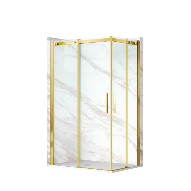 Kabina-prysznicowa-Rio-zlota-1 BALNEO KABINA PRYSZNICOWA ROZSUWANA RIO 90X90 CM ZŁOTA TRANSPARENTNA